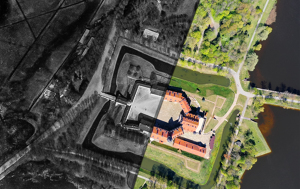 Несвижский замок в 1927 году и сейчас: сравниваем аэрофотосъемку   